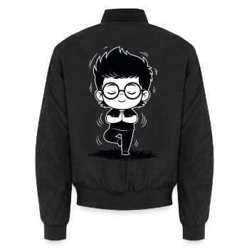 Schwarz-Weiß Zen-Yoga-Meditationsstudent - Unisex Bomberjacke - Schwarz - Hinten - AI Model Male 185 light (185cm)