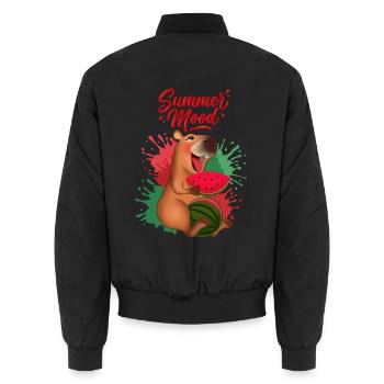Capybara souriant avec pastèque - Bomber unisexe - noir - Dos - AI Model Male 185 light (185cm)