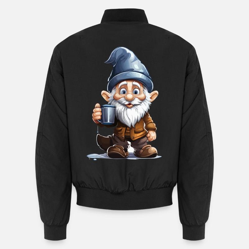 Gnom mit Kaffee Becher - Unisex Bomberjacke - Schwarz
