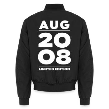 Limited Edition August 2008 Geburtstag Geschenk - Unisex Bomberjacke - Schwarz - Hinten - AI Model Male 185 light (185cm)