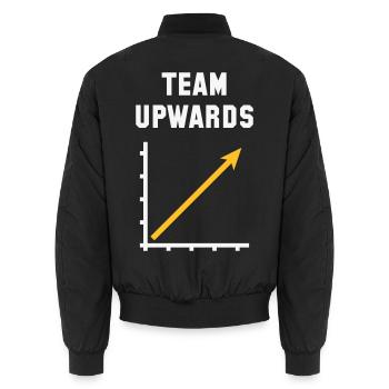 Team Aufwärts (Erfolg / Fortschritt / NEG Gold 2C) - Unisex Bomberjacke - Schwarz - Hinten - AI Model Male 185 light (185cm)