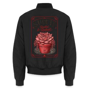 Urban Gardening Succulents Rooted Radiant - Unisex Bomber Jacket - black - Back - AI Model Male 185 light (185cm)
