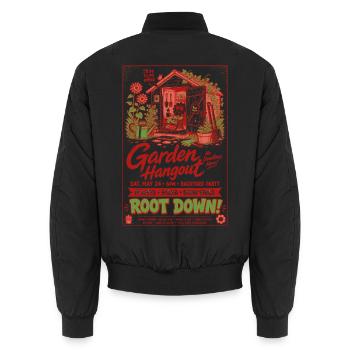 Garden Hangout Root Down Organic Gardening - Unisex Bomber Jacket - black - Back - AI Model Male 185 light (185cm)
