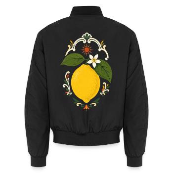 Italian Lemon in Summer Style - Unisex Bomber Jacket - black - Back - AI Model Male 185 light (185cm)
