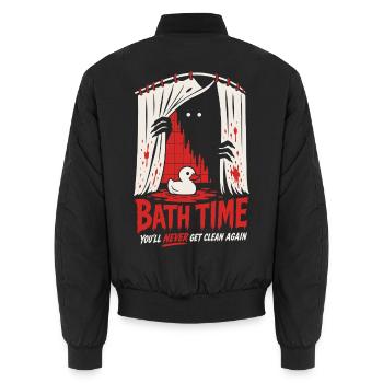 Bath Time – You’ll Never Get Clean Again - Unisex Bomberjacke - Schwarz - Hinten - AI Model Male 185 light (185cm)