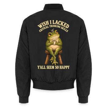 Critical Thinking Frosch Kaffee Grübel Humor - Unisex Bomberjacke - Schwarz - Hinten - AI Model Male 185 light (185cm)