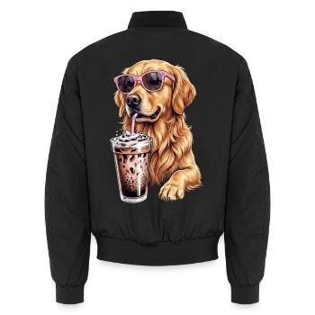 Golden Retriever Kaffee - Unisex Bomberjacke - Schwarz - Hinten - AI Model Male 185 light (185cm)