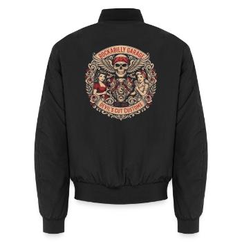 Rockabilly Skull Garage Roses - Unisex Bomberjacke - Schwarz - Hinten - AI Model Male 185 light (185cm)