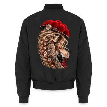 Wild Skull Queen – Schwarzwald Rebellin - Unisex Bomberjacke - Schwarz - Hinten - AI Model Male 185 light (185cm)