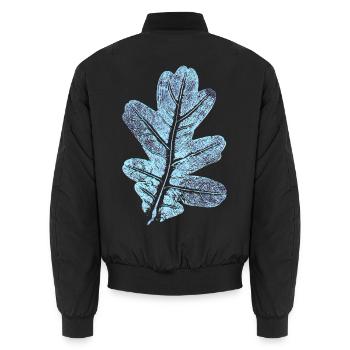 Eichenblatt - Botanik Druck / Blatt - Unisex Bomberjacke - Schwarz - Hinten - AI Model Male 185 light (185cm)