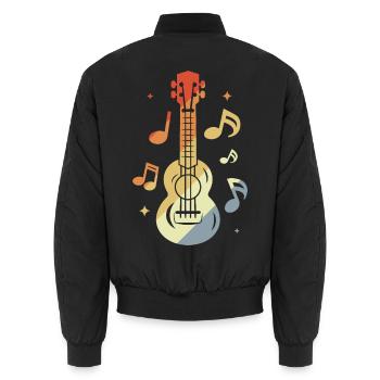 Ukulele Vintage-Look - Unisex Bomberjacke - Schwarz - Hinten - AI Model Male 185 light (185cm)