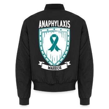 Anaphylaxie Kämpfer - Schutzschild in Türkis - Unisex Bomberjacke - Schwarz - Hinten - AI Model Male 185 light (185cm)
