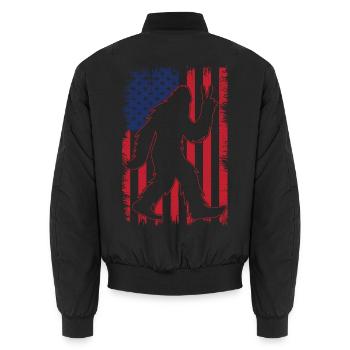American Flag Bigfoot Yeti Patriotic Forest - Unisex Bomberjacke - Schwarz - Hinten - AI Model Male 185 light (185cm)