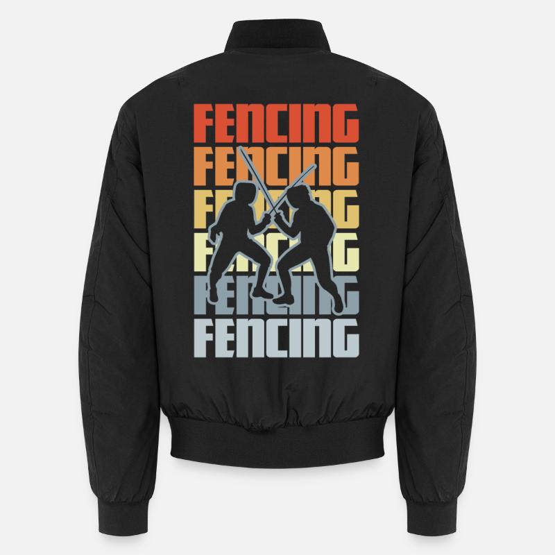 Retro Fencing - Unisex Bomber Jacket - black