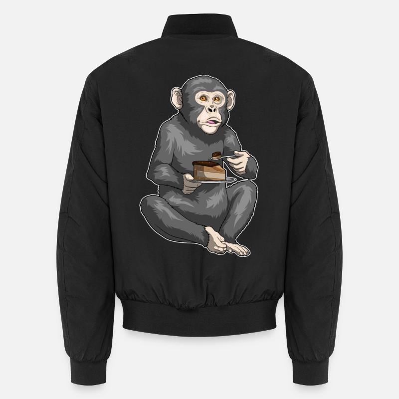 Monkey Birthday Cake - Unisex Bomber Jacket - black