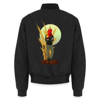 Hühnermann Mann Hahn Hahnenkamm Hybrid - Unisex Bomberjacke - Schwarz - Hinten - AI Model Male 185 light (185cm)