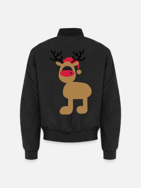 Moose with Christmas hat - Unisex Bomber Jacket - black