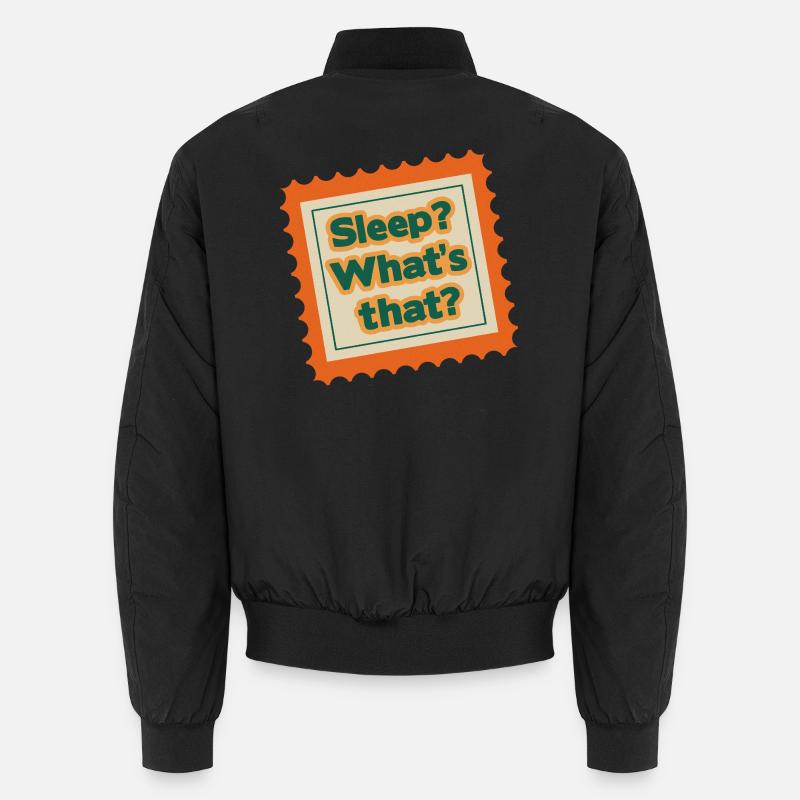 Sleep What’s That Retro Briefmarkendesign Unisex Bomberjacke