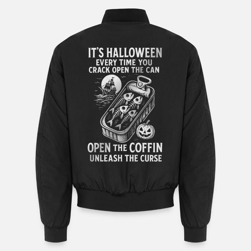 Halloween Fish Cans Spooky Design - Unisex Bomber Jacket - black