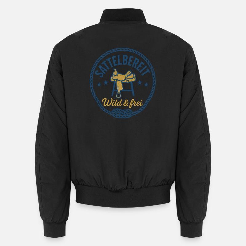 sattelbereit frei und wild pferd - Unisex Bomberjacke - Schwarz