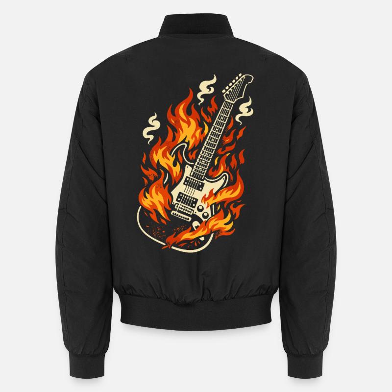 Electric Guitar Burning Rock Gift Unisex Bomber Jacket