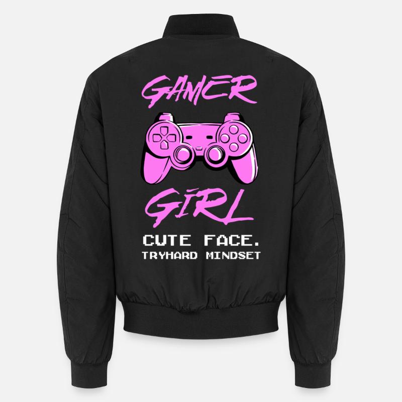 Gamer Girl Controller Spruch Cute Face Tryhard Unisex Bomberjacke