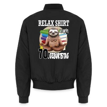 Relax Faultier Geburtstag 70 Jahre Sloth Lustig - Unisex Bomberjacke - Schwarz - Hinten - AI Model Male 185 light (185cm)