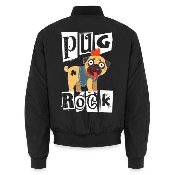 Pug Rock Punk Mops Hund Punker Wortspiel - Unisex Bomberjacke - Schwarz - Hinten - AI Model Male 185 light (185cm)