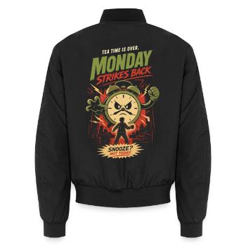 Monday Strikes Back lustiger Montag Kaffee Büro - Unisex Bomberjacke - Schwarz - Hinten - AI Model Male 185 light (185cm)