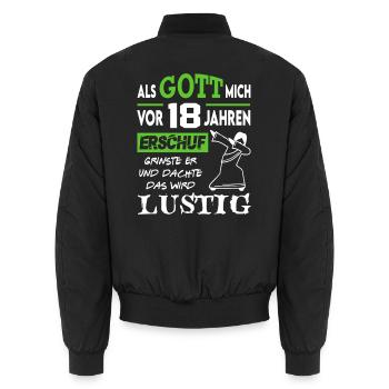 18. Geburtstag Als Jesus mich erschuf grinste er - Unisex Bomberjacke - Schwarz - Hinten - AI Model Male 185 light (185cm)