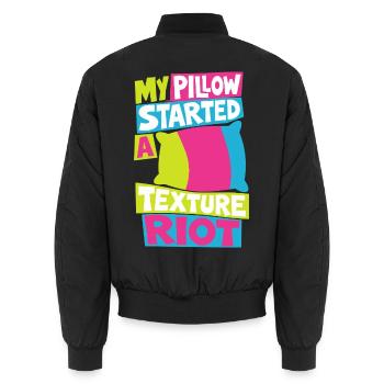 Kissen – My Pillow Started a Texture Riot - Unisex Bomberjacke - Schwarz - Hinten - AI Model Male 185 light (185cm)