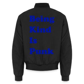 Freundlich zu sein ist Punk - Unisex Bomberjacke - Schwarz - Hinten - AI Model Male 185 light (185cm)