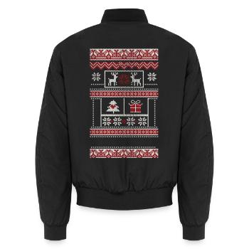 Winterwunder Muster mit Reh und Geschenk - Unisex Bomberjacke - Schwarz - Hinten - AI Model Male 185 light (185cm)