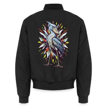 Schuhschnabel mit geometrischer Funkenblüte - Unisex Bomberjacke - Schwarz - Hinten - AI Model Male 185 light (185cm)