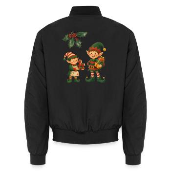 Weihnachtselfen – Festliches Festtagsdesign - Unisex Bomberjacke - Schwarz - Hinten - AI Model Male 185 light (185cm)