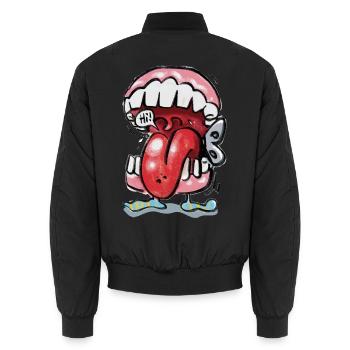 Klappergebiss - Unisex Bomberjacke - Schwarz - Hinten - AI Model Male 185 light (185cm)