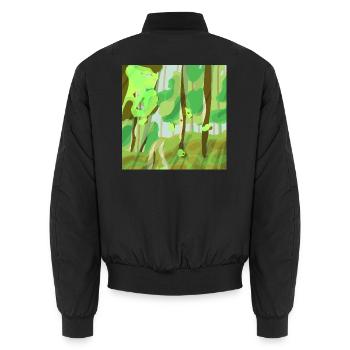 Waldlandschaft in Grüntönen - Unisex Bomberjacke - Schwarz - Hinten - AI Model Male 185 light (185cm)