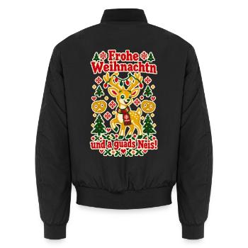 Frohe Weihnachtn a guads Neis - Unisex Bomberjacke - Schwarz - Hinten - AI Model Male 185 light (185cm)