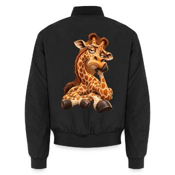 Schlafmütze Giraffencharme - Unisex Bomberjacke - Schwarz - Hinten - AI Model Male 185 light (185cm)