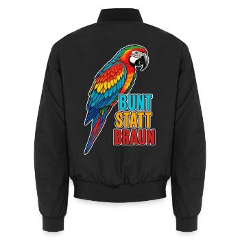 Papagei – Bunt statt braun - Unisex Bomberjacke - Schwarz - Hinten - AI Model Male 185 light (185cm)