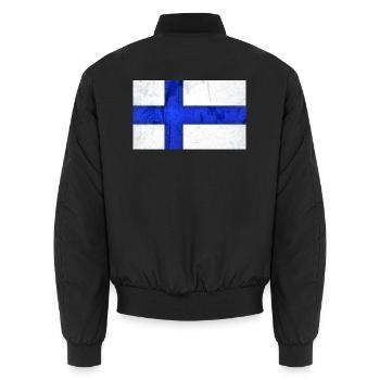Finnland Flagge - Unisex Bomberjacke - Schwarz - Hinten - AI Model Male 185 light (185cm)