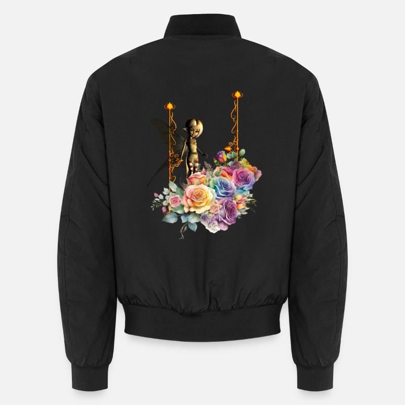 Fée mignonne avec des roses colorées Bomber unisexe