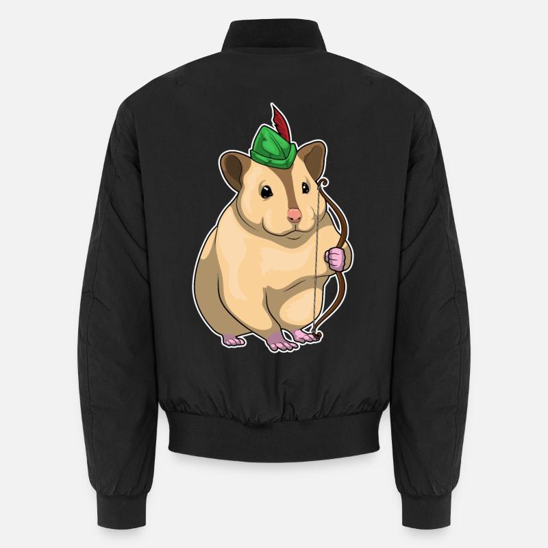 Hamster Bogenschütze Bogen - Unisex Bomberjacke - Schwarz