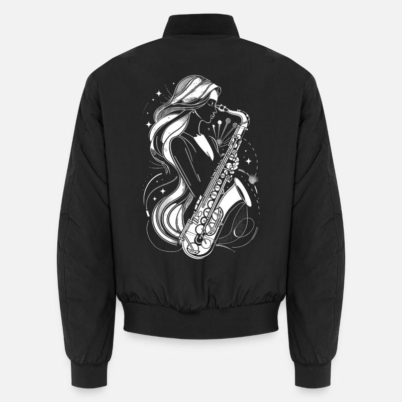 Weiblicher Saxophonist - Unisex Bomberjacke - Schwarz