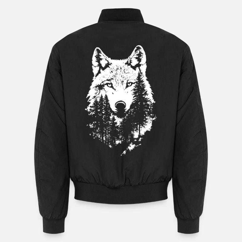 Wolf Face Forest Silhouette Unisex Bomber Jacket