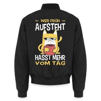 Katzen Geschenk Morgenmuffel Büro Kaffee - Unisex Bomberjacke - Schwarz - Hinten - AI Model Male 185 light (185cm)