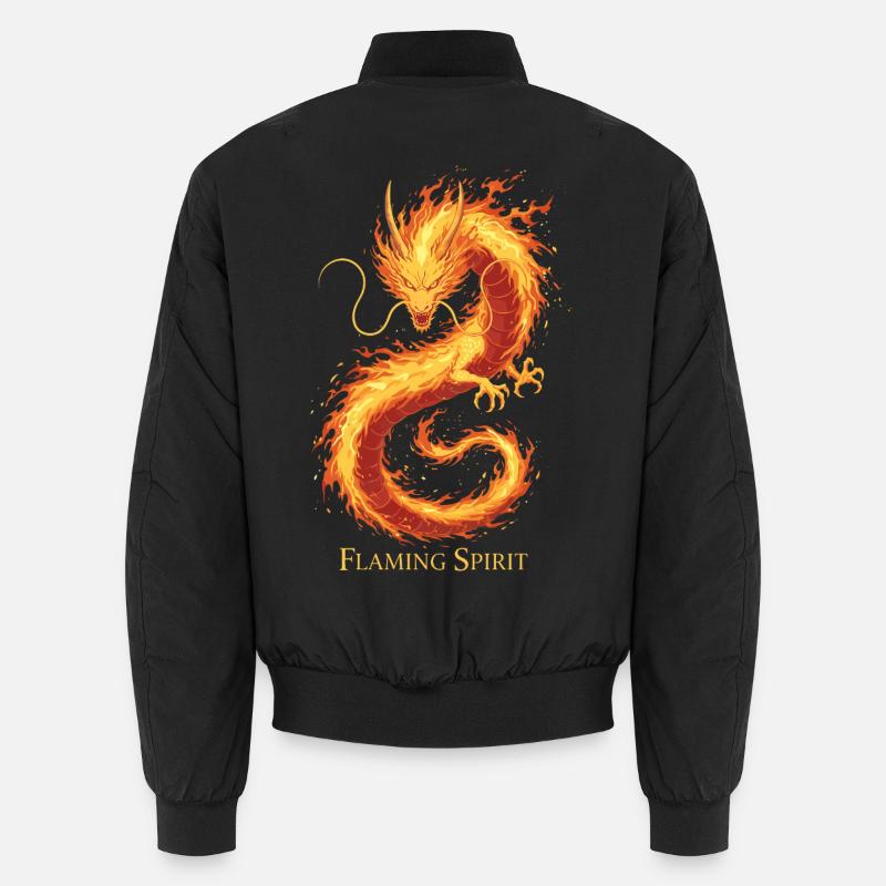 Flaming Ghost Dragon - Unisex Bomber Jacket - black