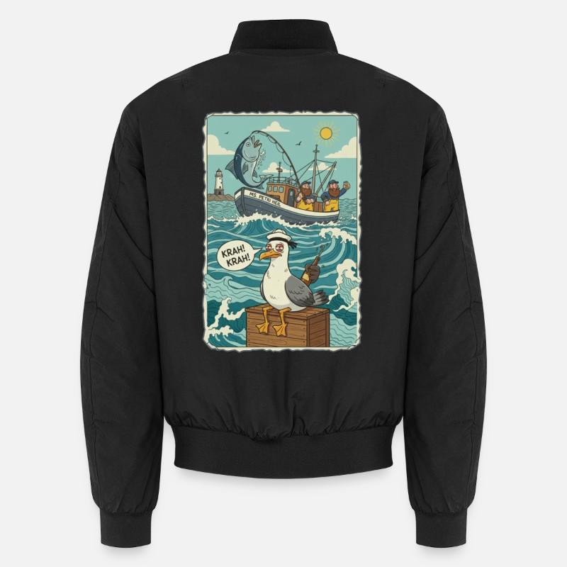 Deep Sea Anglers - Unisex Bomber Jacket - black