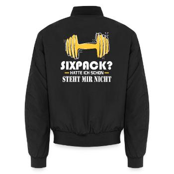 Sixpack hatte ich Bodybuilder Sprüche Bodybuilding - Unisex Bomberjacke - Schwarz - Hinten - AI Model Male 185 light (185cm)