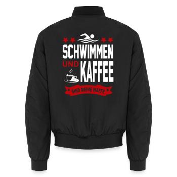 Schwimmen Sport Verein  - Unisex Bomberjacke - Schwarz - Hinten - AI Model Male 185 light (185cm)